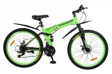 Велосипед Torrent Transformer 26" черно-зеленый (21 скорость, 17" рама, колеса 26д, диск.тормоза)
