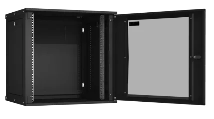 Фото для Шкаф сетевой настенный разборный 19" TLK TWI-126045-R-G-B 12U, 600*569*450 мм, стекл. дверь, черный