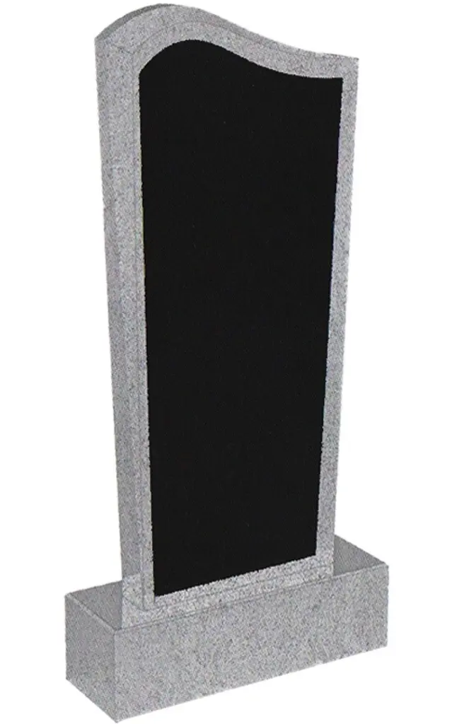 Памятник вертикальный из светло-серого гранита со вставкой из черного гранита ВБА-4