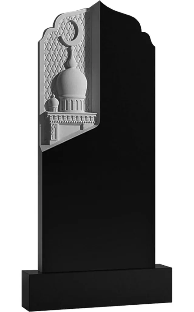 Мусульманские памятники из гранита вертикальные резные черные ВАР-91 (премиум-класс)
