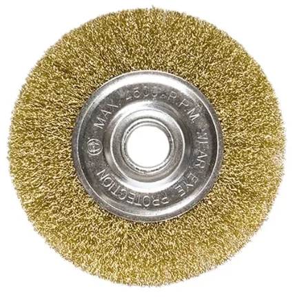Фото для Щетка для УШМ плоская 100 мм колесо (латунированная витая проволока)