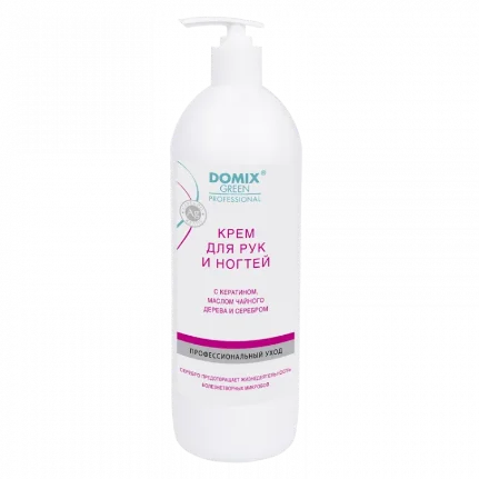 Фото для Домикс Крем для рук и ногтей с кератином, маслом чайного дерева и серебром, 1 л., арт107244