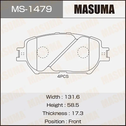 Фото для Колодки тормозные дисковые Masuma передние, комплект на ось (4 шт), арт. MS-1479