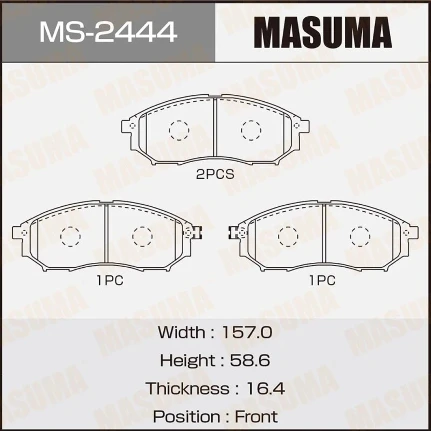 Фото для Колодки тормозные дисковые Masuma передние, комплект на ось (4 шт), арт. MS-2444