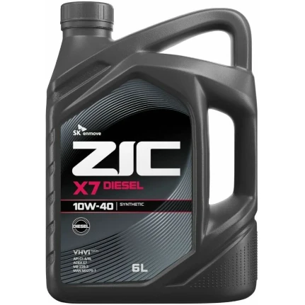 Фото для Масло моторное ZIC X7 Diesel 10w40, синтетическое, API SL/CI-4, ACEA E7, для дизельного двигателя, 6л, арт. 172607