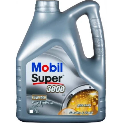 Фото для Масло моторное Mobil Super 3000 X1 5w40, синтетическое, API SN/CF, ACEA A3/B3/B4, универсальное, 4л, арт. 700113ИП
