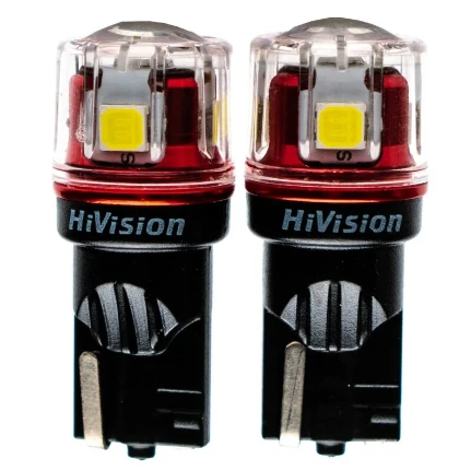 Фото для Лампа светодиодная HiVision W5W (W2.1x9.5d, T10), 12/24В, 1.7Вт (соответствует 5Вт), 6000К, комплект 2 шт, арт. Л0422