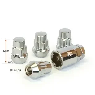 Фото для К-кт гаек секр. М12X1,25 Высота 32мм Хром Конус с выступом, закр.,5 луч., 1 кл