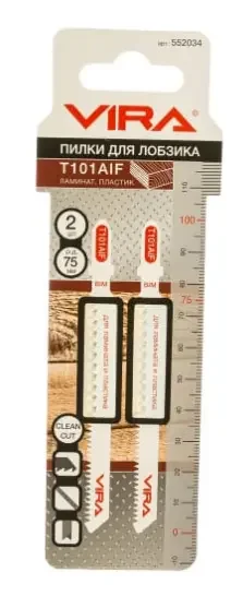 Фото для Пилки по дереву и пластику для лобзика 100мм 2 шт T101AIF 55203 Vira