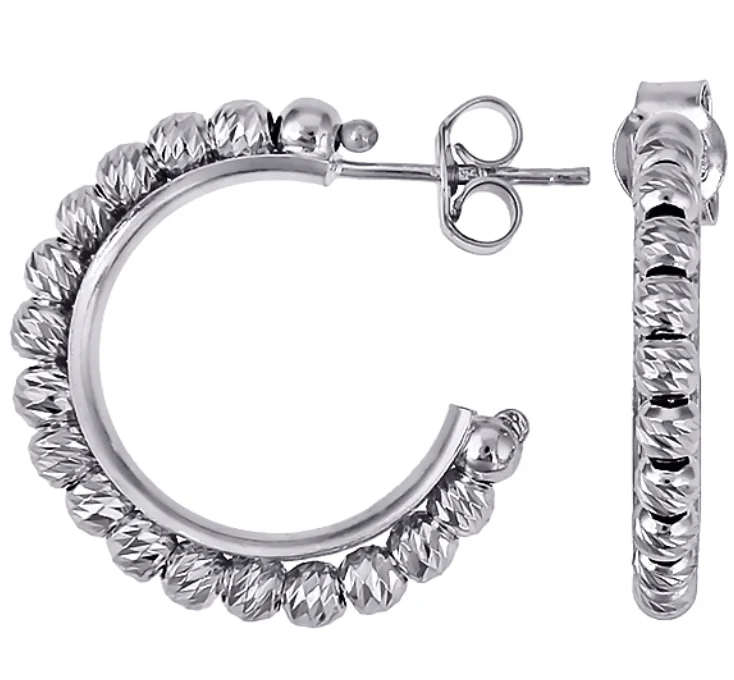 Серьги-кольца с алмазными шариками диаметр 15 GF.ITALIA