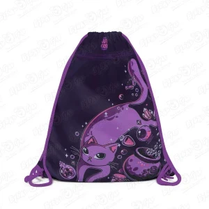Фото для Мешок для обуви JUNGER Ведьмин кот с карманом черно-фиолетовый