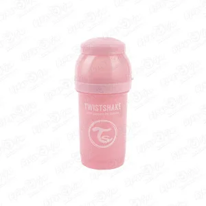 Бутылка TWISTSHAKE антиколиковая с силиконовой соской розовая 180мл с 0мес