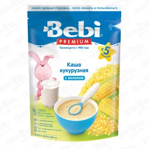 Каша Bebi PREMIUM молочная кукурузная с витаминами и минералами 200г с 5мес БЗМЖ