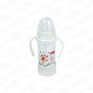 Фото для Бутылка babyland с ручками широкое горлышко с соской 300мл с 6мес белая