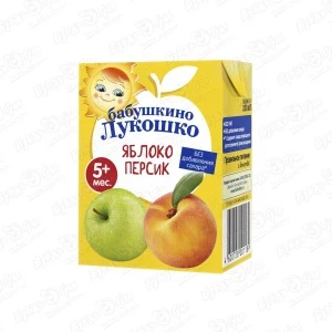 Фото для Сок Бабушкино Лукошко яблоко-персик 200мл с 5мес