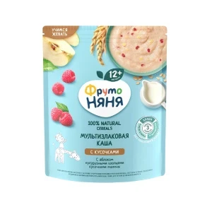 Фото для Каша ФрутоНяня молочная мультизлаковая яблоко-малина 200г с 12мес