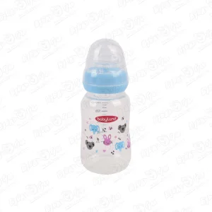 Бутылка babyland с рисунком зверята с силиконовой соской 150мл с 0мес голубая