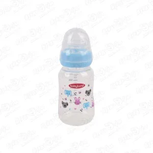 Фото для Бутылка babyland с рисунком зверята с силиконовой соской 150мл с 0мес голубая