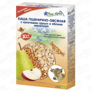 Каша Fleur Alpine молочная пшенично-овсяная груша-яблоко 200г с 10мес БЗМЖ