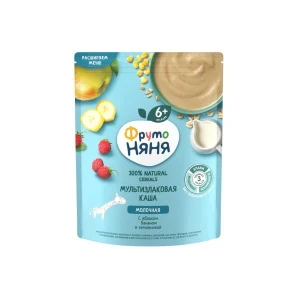 Фото для Каша ФрутоНяня молочная мультизлаковая яблоко-банан-земляника 200г с 6мес БЗМЖ
