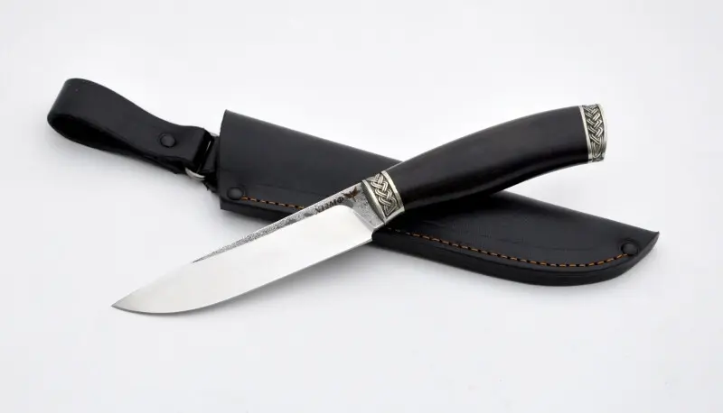 Нож "Гепард"сталь Х12МФ (марёный граб+гарда-мельхиор+кольцо)