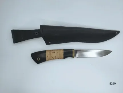 Фото для Нож "Лань малый" сталь Х12МФ (граб+береста, латунь с проставкой+трубка)
