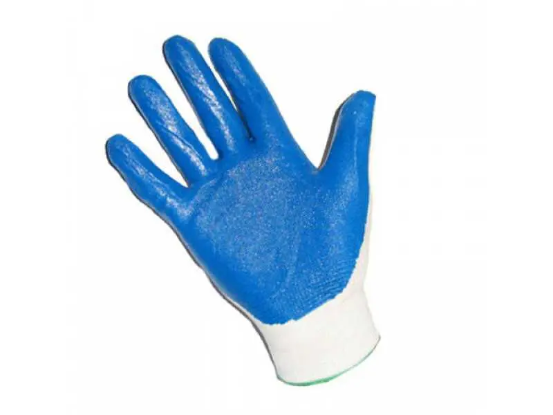 Перчатки нейлоновые с нитриловым покрытием ладони(синие, красные)