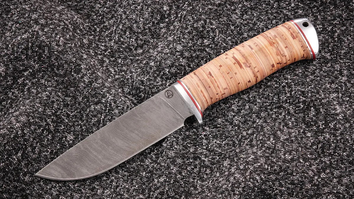 Нож "Куница" дамасская сталь (береста)