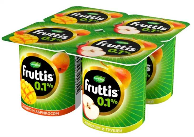 Йогурт «Fruttis» легкий абрикос-манго/яблоко-груша