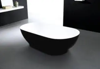 Ванна акриловая, овальная, с сифоном, черная снаружи, белая внутри 1600*750*550