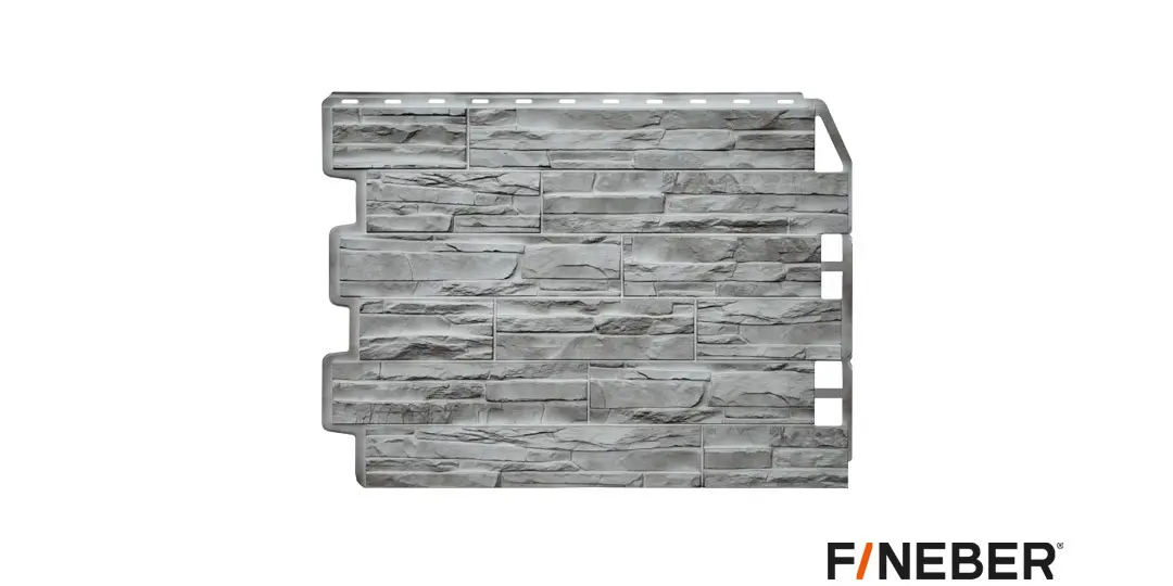 Панель фасадная FineBer Дачный Скол 3D-Facture, светло-серый 725*570 мм