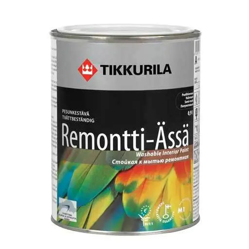 TIKKURILA Краска в/д моющаяся п/матовая "Remontti-Assa" основа А 9 л