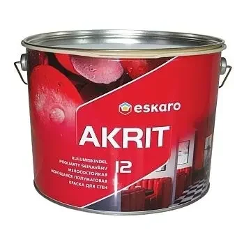 Фото для Краска в/д для стен моющаяся шелк.-мат "Eskaro Akrit-12" основа TR 9 л ЭСКАРО