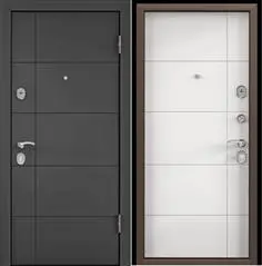 Дверь металлическая темный пепел D23,левая,МДФ КТ белый D23,НК15,фурн.хром 950*2050*70 (1,5мм) ТОРЭК
