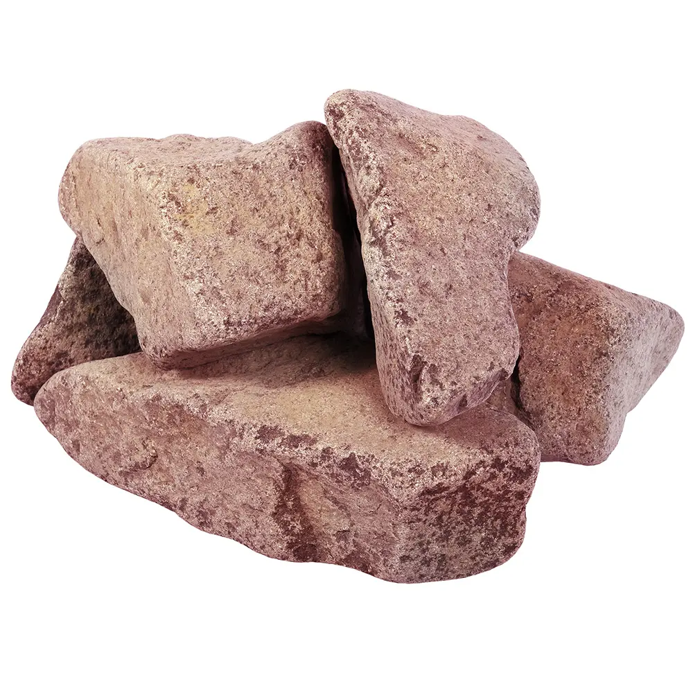 Камень "Кварцит" малиновый, обвалованный, в коробке 20 кг Банные штучки