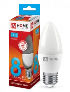 Фото для Лампа LED-свеча-VC 8Вт 4000 Е27 IN HOME