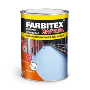 Фото для Мастика Farbitex битумно-резиновая 4 кг для кровли по 4 шт
