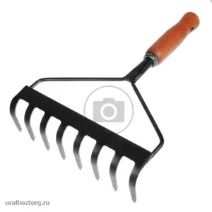 Фото для Грабли 8-ми зубые прямые с дер ручкой Урожайная сотка