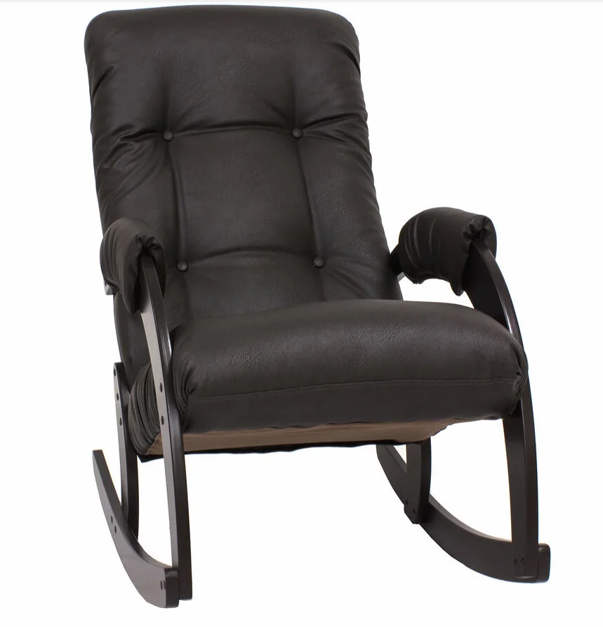 Кресло-качалка Неаполь Модель 11 (Венге-эмаль/Экокожа Коричневый Dundi 108)