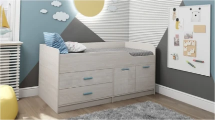 Фото для Кровать с комодом и шкафом Каприз-16 (Анкор белый)