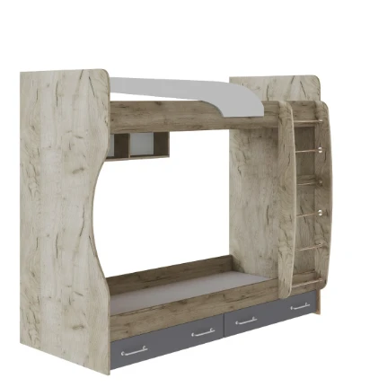 Фото для Кровать двухъярусная Колибри (Дуб крафт серый/Графит серый/Камень серый)
