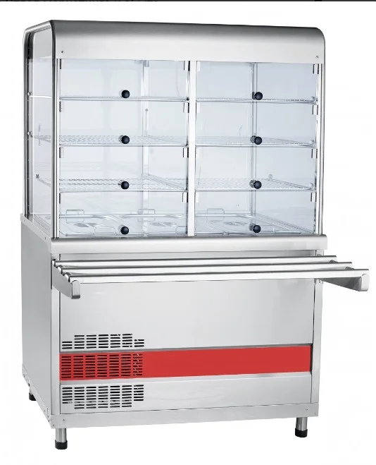 Прилавок-витрина холодильный ПВВ(Н)-70КМ-02-НШ вся нерж. с ванной, нейтральный шкаф (1120 мм)
