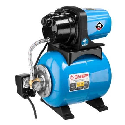 Фото для Станция насосная автоматическая 55л/мин, 800Вт, напор 40м, бак 20л, корпус из чугуна - Зубр