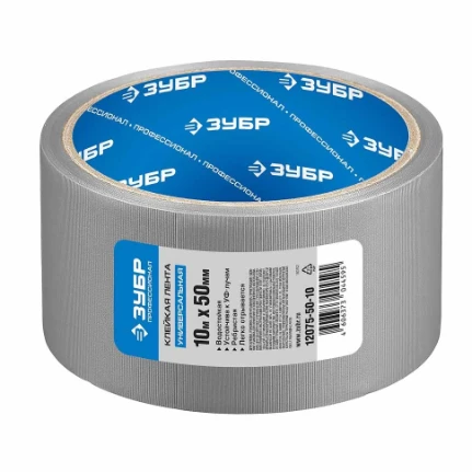 Фото для Лента клейкая универсальная 50мм х 10м, рифленая, водоотталкивающая, серебристая - Зубр РЕФИЛ
