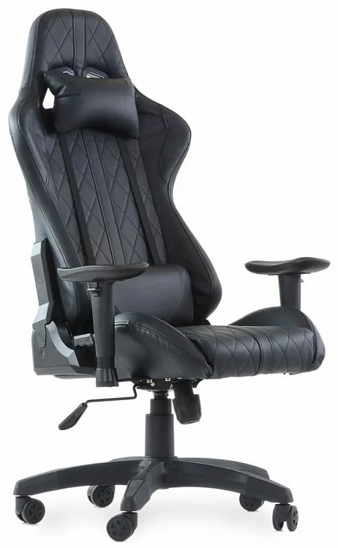 Кресло Barneo K-52 (Черная кожа, черные вставки)