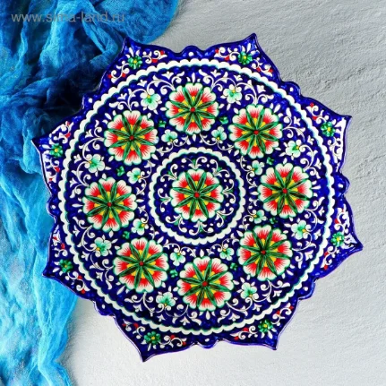 Фото для Ляган восьмиконечный Риштанская Керамика, 41см, синий 1924249