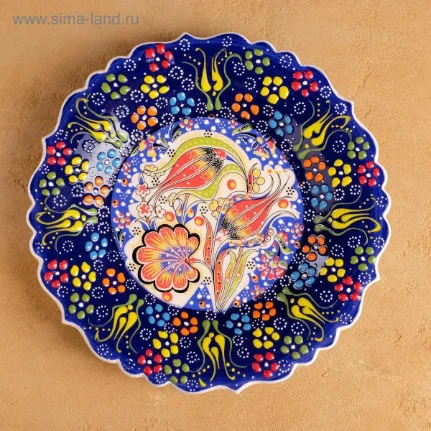 Фото для Тарелка плоская 26см "Рельеф особый" синяя 5204346