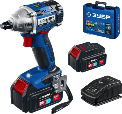 Фото для ЗУБР Т7, 20 В, 280 Н·м, 2 АКБ (4 А·ч), бесщеточный гайковерт, кейс, Профессионал (GB-250-42)
