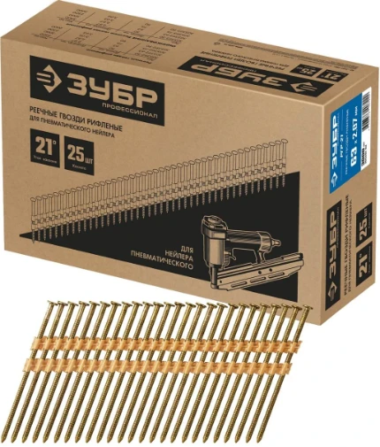 Фото для ЗУБР SN21 63 х 2.87 мм, реечные гвозди рифленые, 3000 шт (305392-63)
