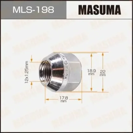 Фото для Гайка MASUMA 12x1.25мм, L=17.8мм, под ключ=19мм
